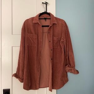 brown wild fable corduroy button-down - women's s